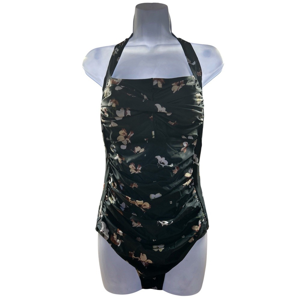 Smismivo Women's Swimsuit One Piece Large Dark Green Floral